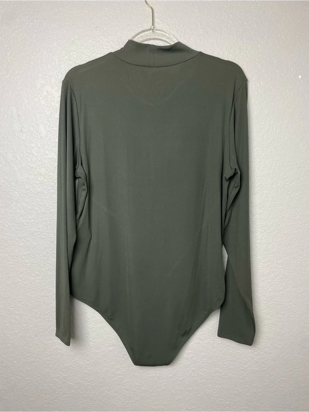 Bnwt! H&M Olive Mock Neck Ribbed Long-Sleeve Bodysuit Size XL - Picture 8 of 8